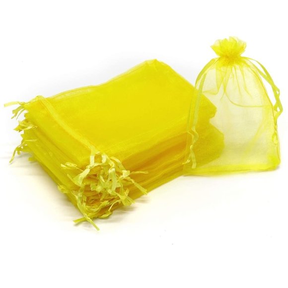 ⭐️5 for 20⭐️ 10 Yellow Drawstring Organza Bags 3" x 4" - Picture 3 of 8